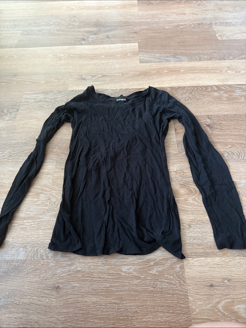 Express Black Long Sleeve Scoop Neck Top
